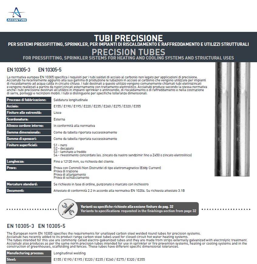 Scheda tecnica - Tubi precisione